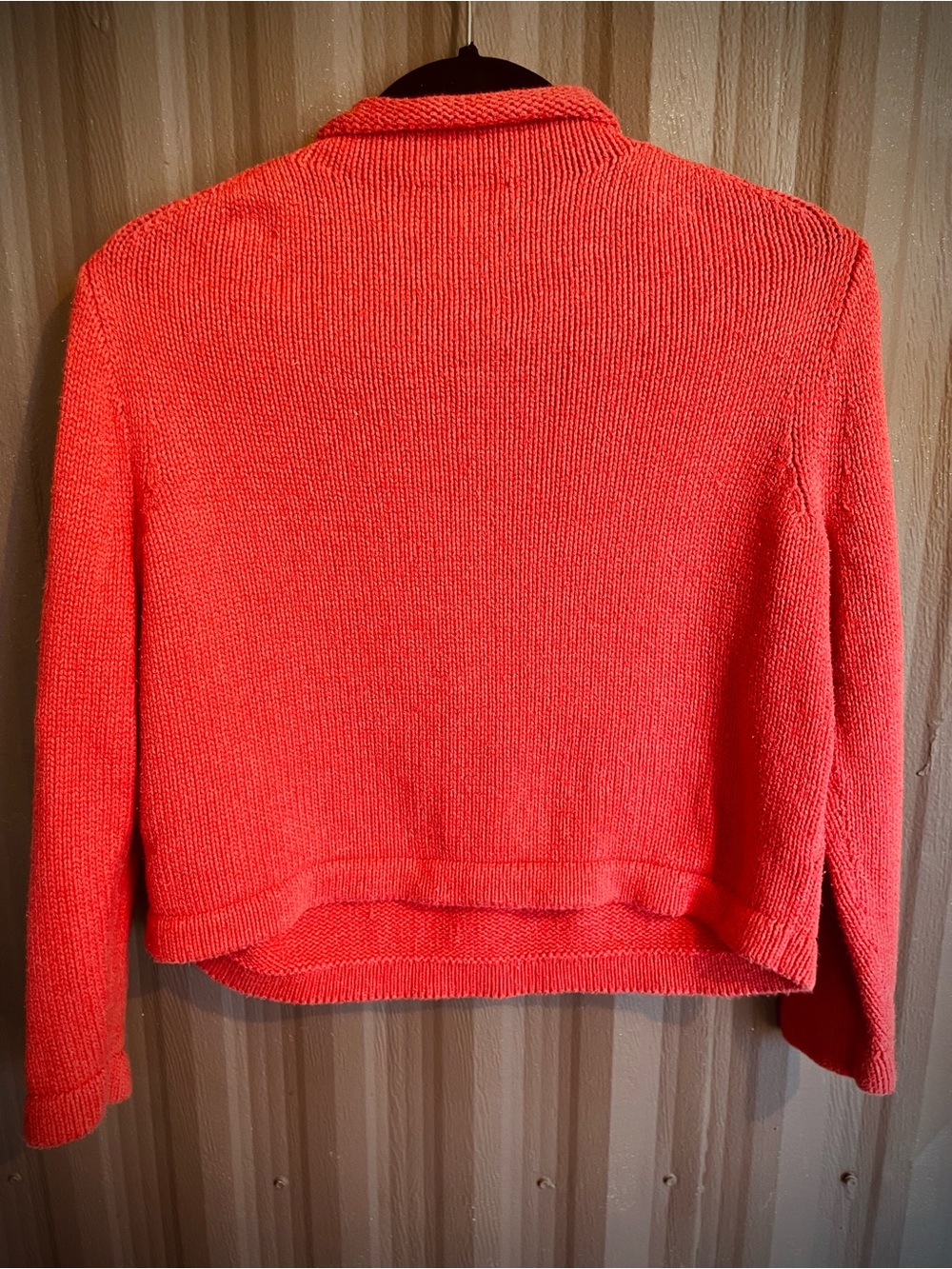 VTG J Crew Always Sweater Wmns Coral Crop Oarsman Roll Neck Fisherman Cotton M/L - Picture 10 of 13
